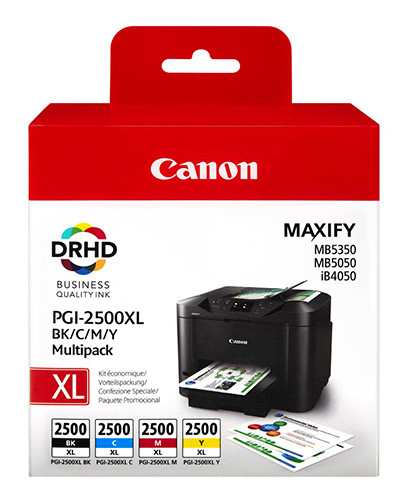 Canon PGI-2500XL Cartouche d'encre authentique grande capacité 9254B004 - Pack de 4 (Noir, Cyan, Magenta, Jaune)