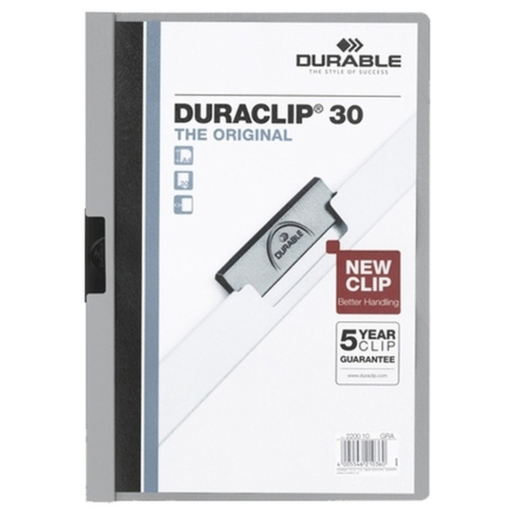 Durable Chemise  clip A4 Duraclip en PVC - 30 feuilles - Gris
