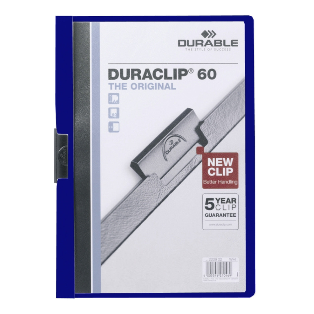 Durable Chemise  clip A4 Duraclip en PVC - 30 feuilles - Bleu fonc