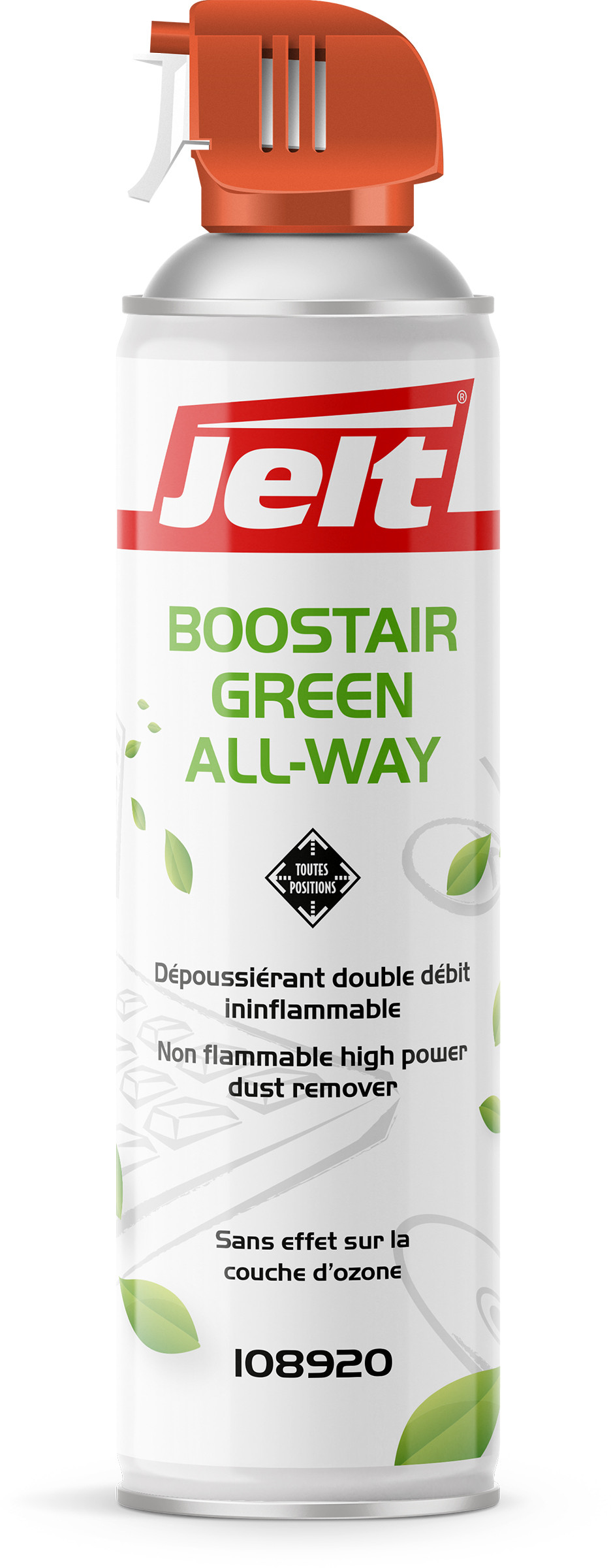 Jelt Aérosol de dépoussiérage Boostair Green All Way, toutes positions - 300 g