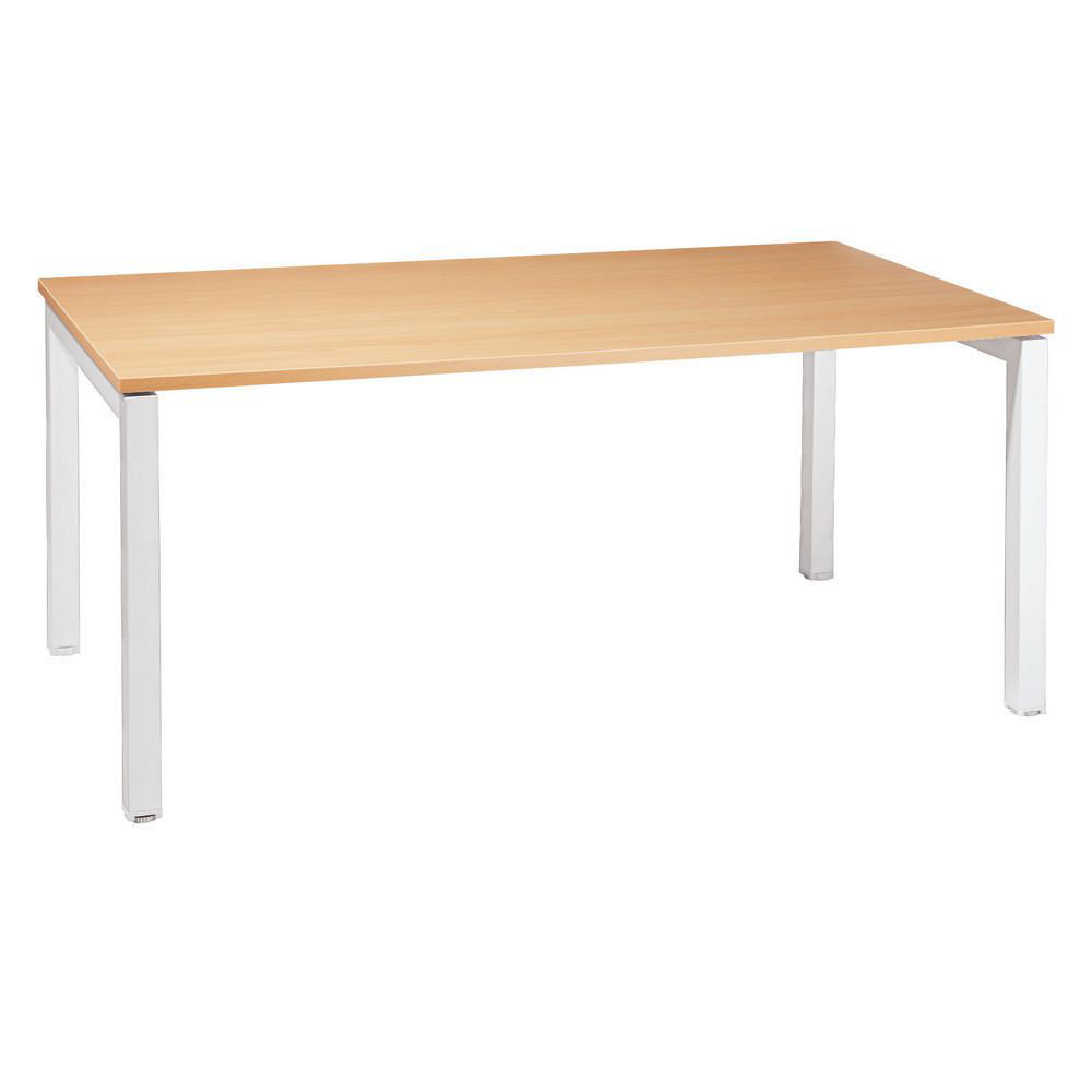 Bureau droit Eminence - L.120 x P.80 cm - Plateau Htre - Pieds Blanc