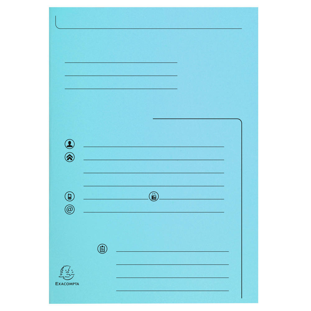 Exacompta Chemises  dossier 2 rabats primprime capacit de 200 feuilles A4, carte 240 x 320 mm, Bleu (25 units)