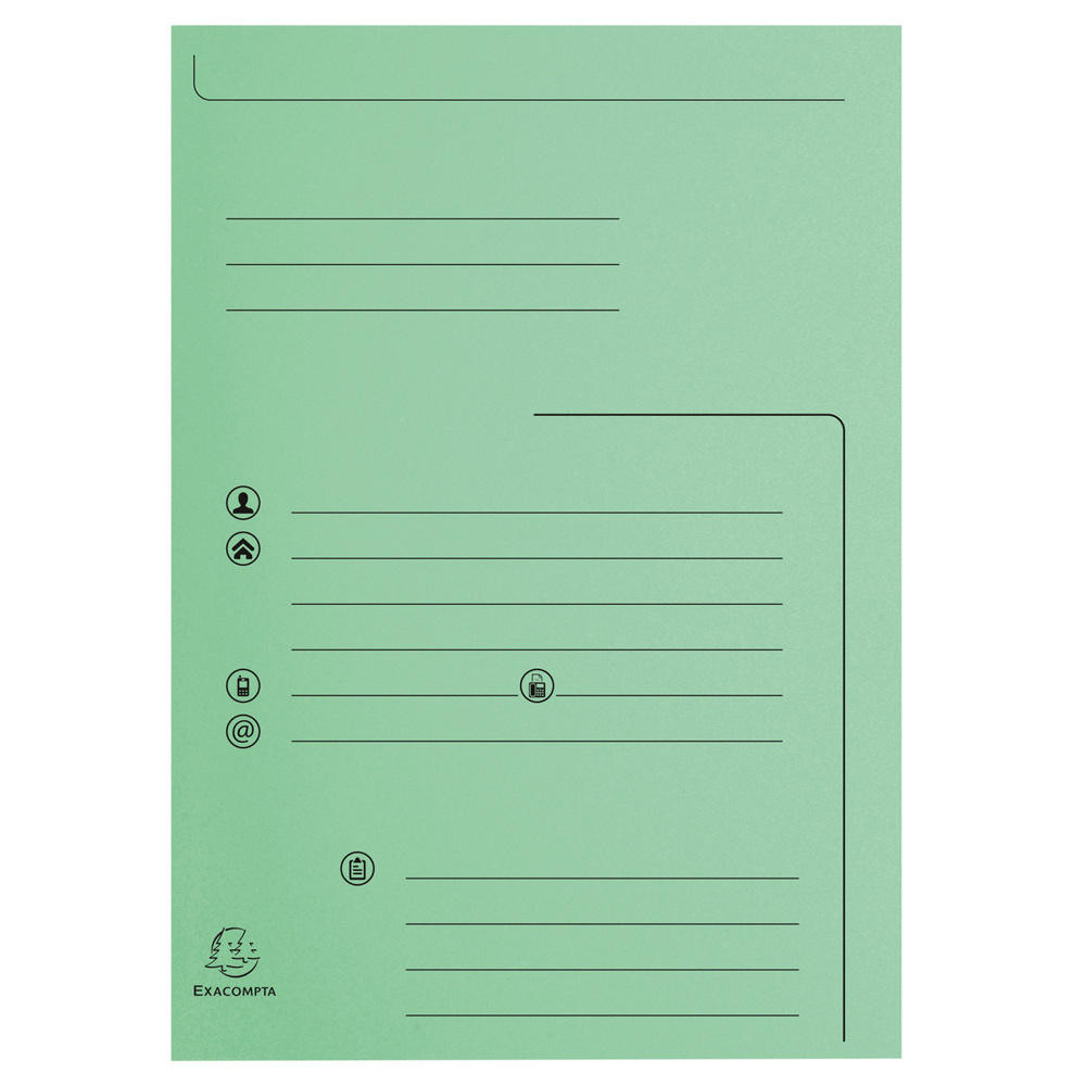 Exacompta Chemises  dossier 2 rabats primprime capacit de 200 feuilles A4, carte 240 x 320 mm, Vert - Lot de 25