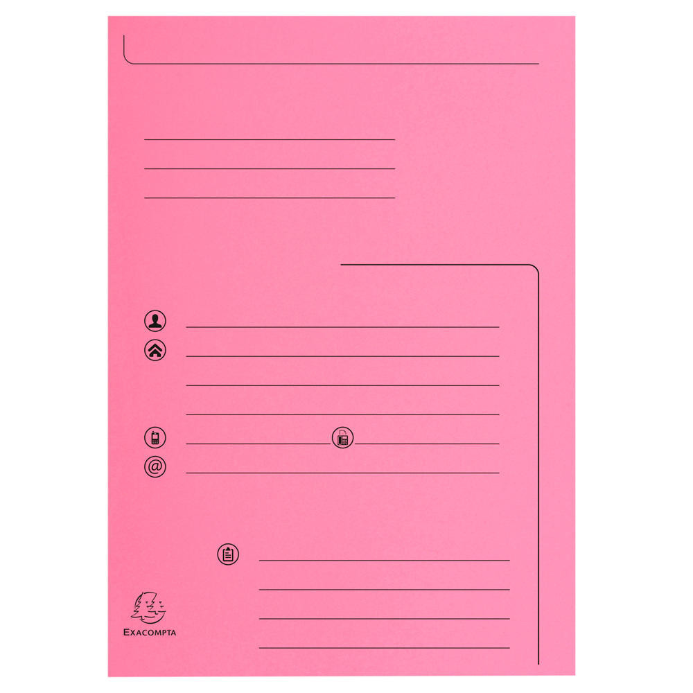 Exacompta Chemises  dossier 2 rabats primprime capacit de 200 feuilles A4, carte 240 x 320 mm, Rose (25 Chemises)