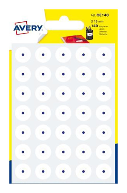 Avery Pochette de 140 œillets de renforcement 13 mm - Blanc