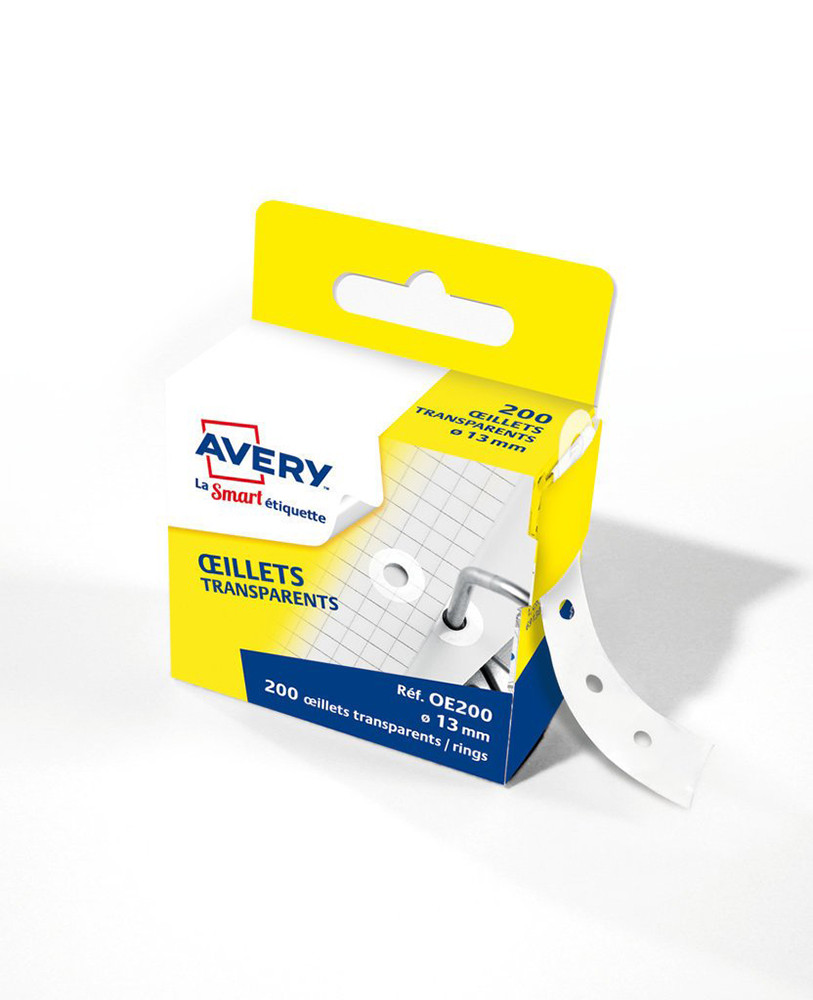 Avery Pochette de 200 œillets de renforcement 13 mm - Tranparents