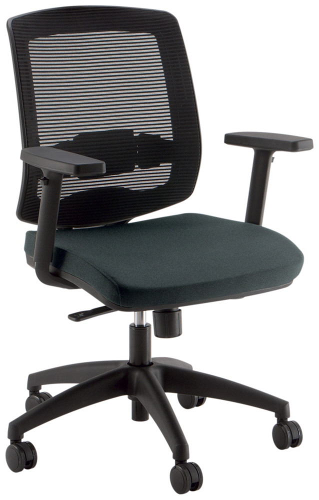 Fauteuil de bureau Malice Maille Noir Tissu Gris Hauteur rglable - Accoudoirs Dossier Roulettes