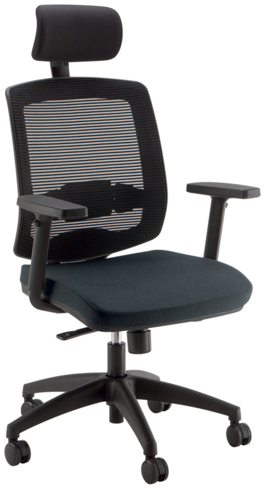 Fauteuil de bureau Malice Tissu Gris Maille Noir Hauteur rglable - Accoudoirs Dossier Appuie-tte Roulettes