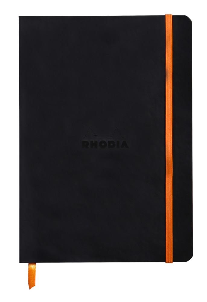 Rhodia Carnet souple Rhodiarama A5 14,8 x 21 cm - 90g - Lign 7 mm - Noir - 160 pages