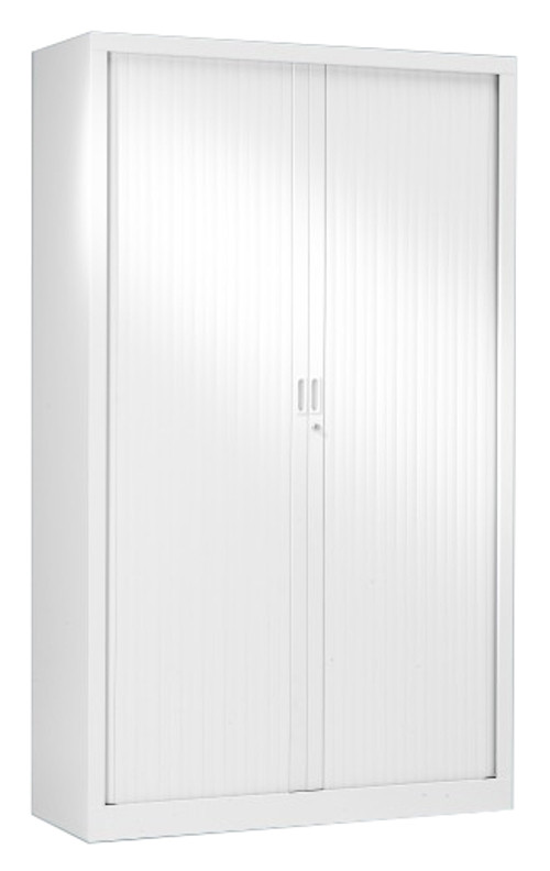 Armoire  rideaux mtal monobloc Gnric - H.198 x L.120 cm - Corps Blanc - Rideaux Blanc