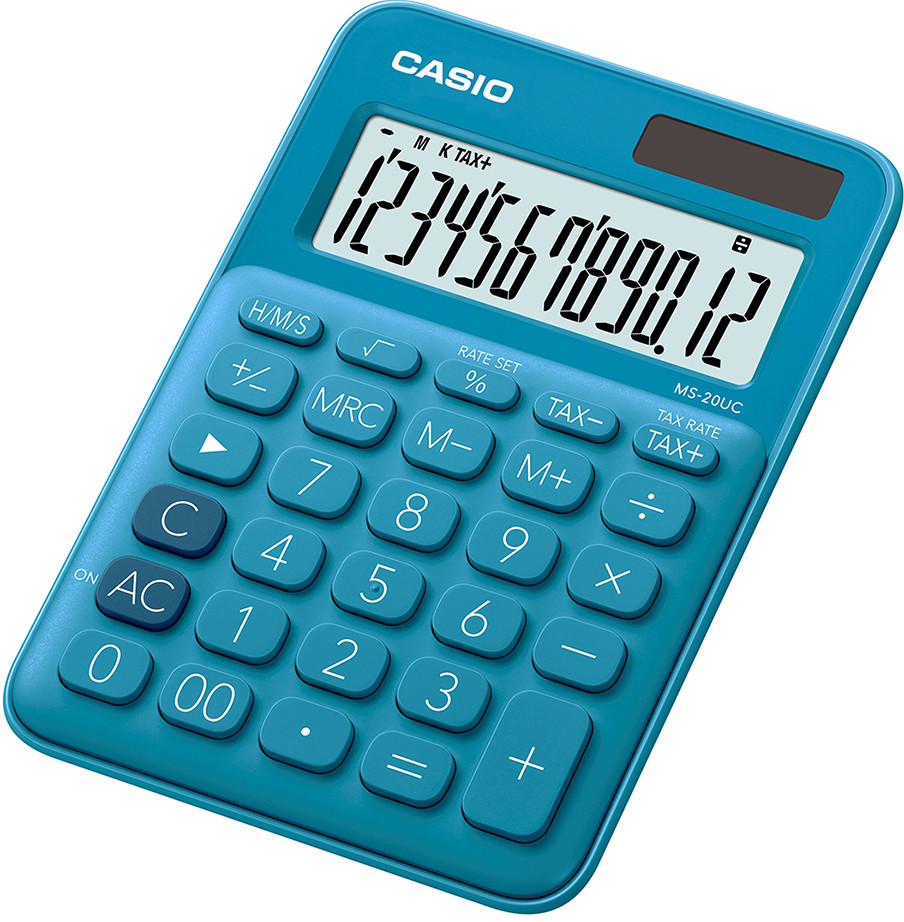 Casio Calculatrice de bureauMS-20UC - 12 chiffres - Bleu