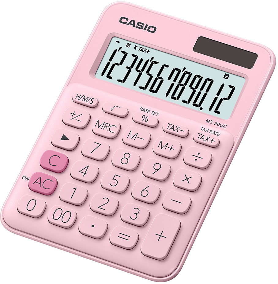 Casio Calculatrice de bureauMS-20UC - 12 chiffres - Rose
