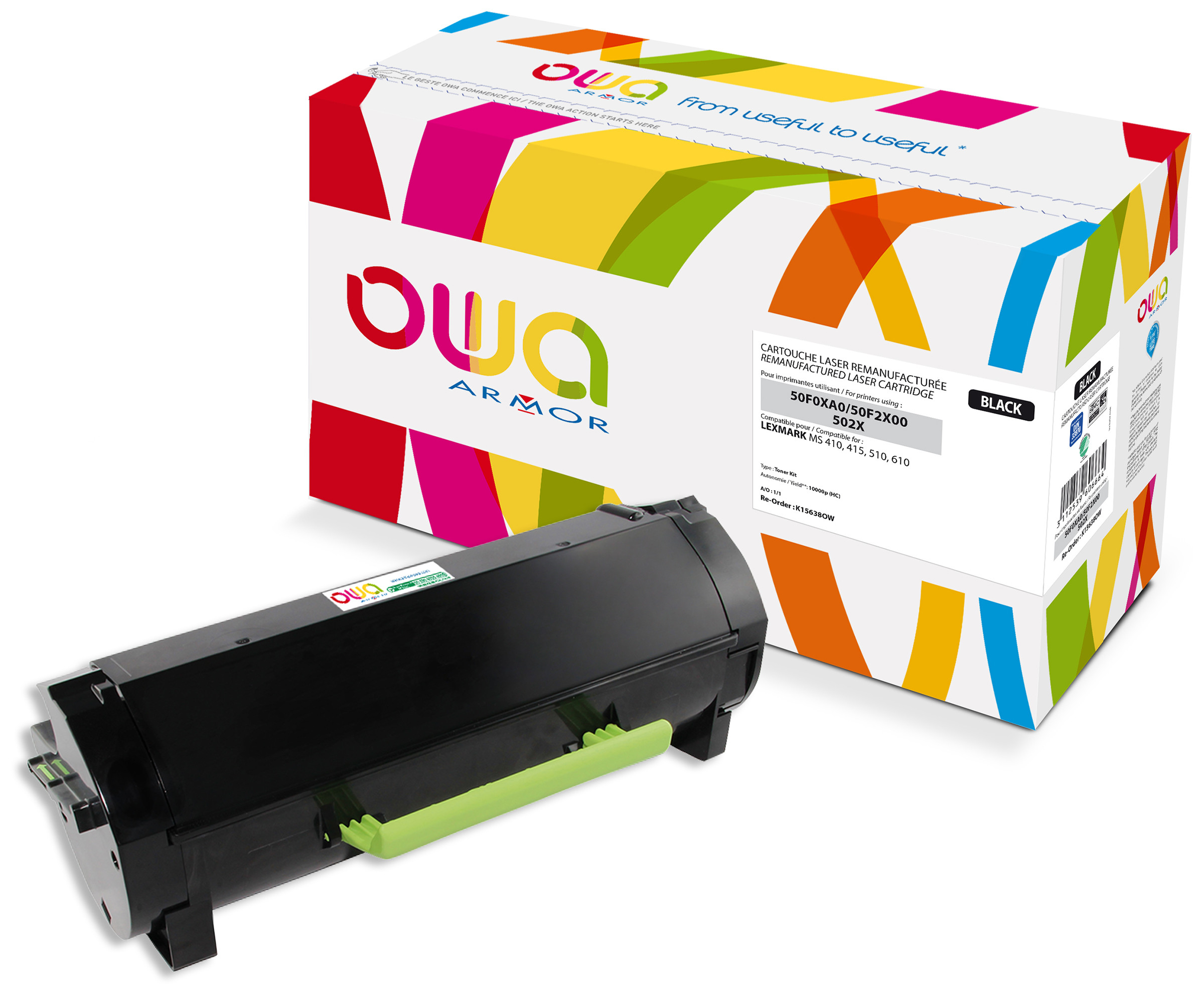 OWA Toner compatible LEXMARK 50F0XA0 - K15638OW - Noir