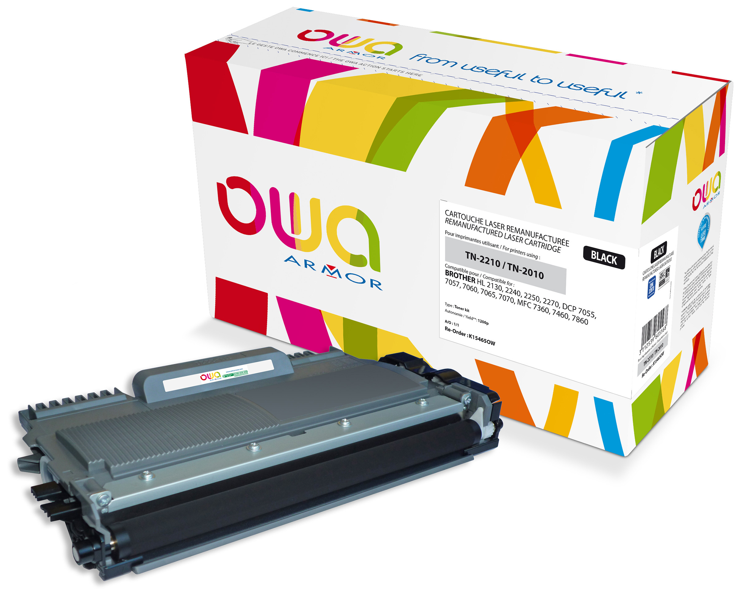 OWA Toner compatible BROTHER TN2210 - K15465OW - Noir