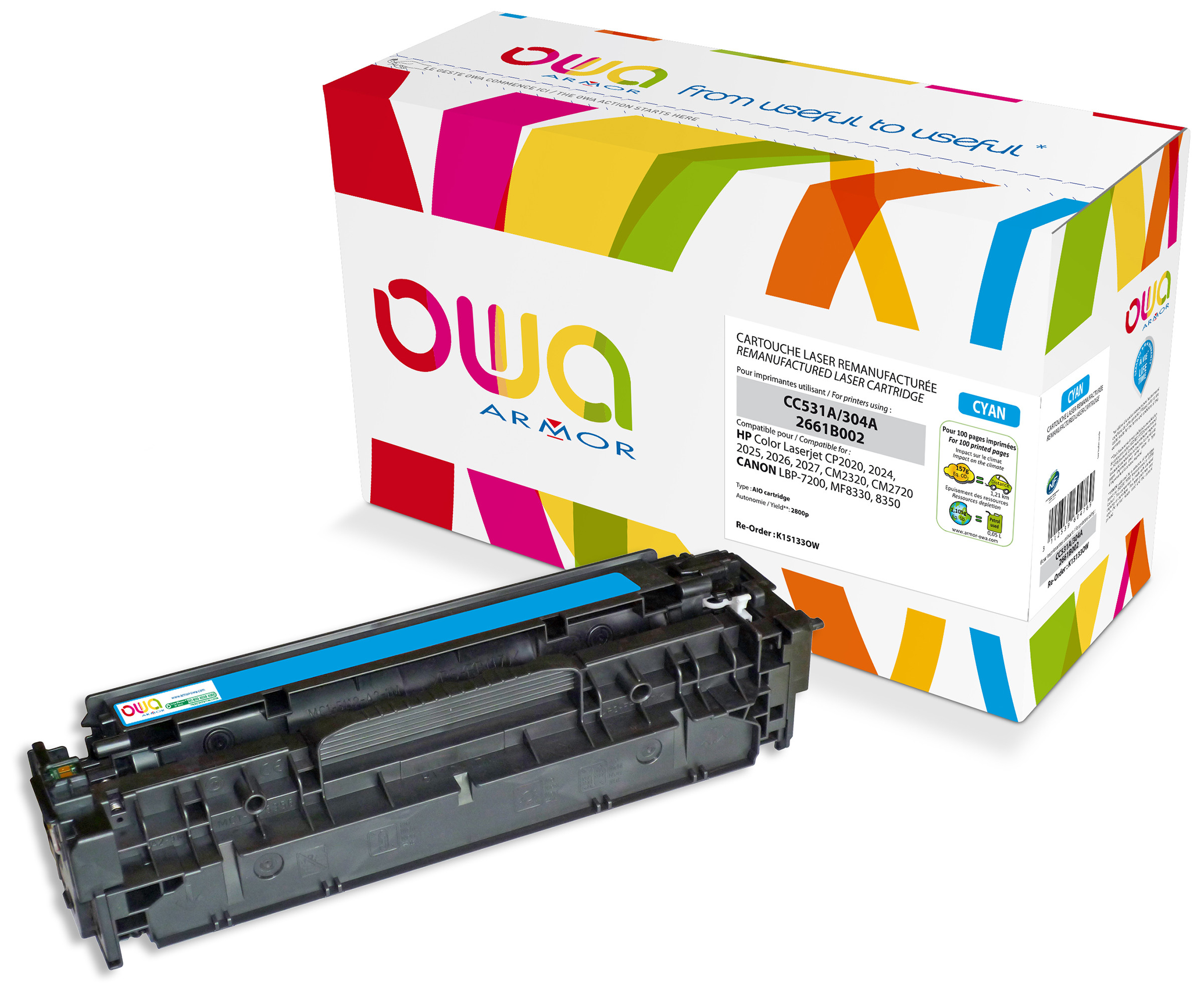 OWA Toner compatible HP 304A CC531A - K15133OW - Cyan