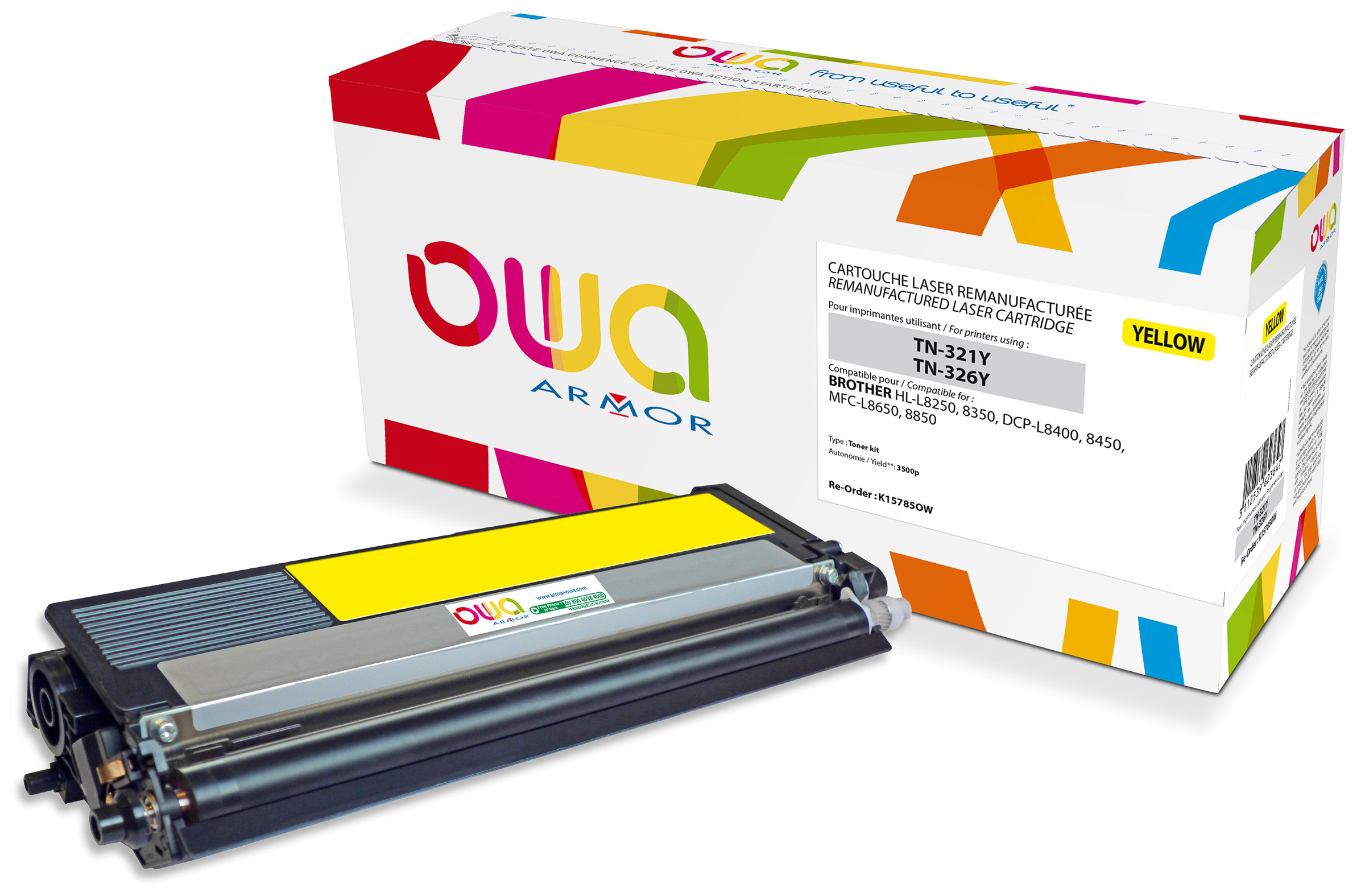 OWA Toner compatible BROTHER TN321 TN326 - K15785OW - Jaune