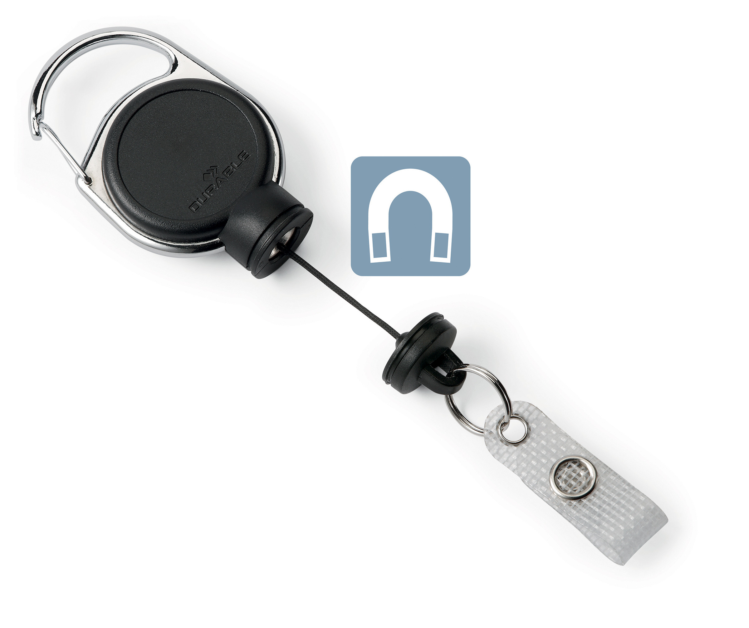 DURABLE Enrouleur EXTRA STRONG pour porte-badge - Clip en métal Extra résistant - 60 cm - Noir