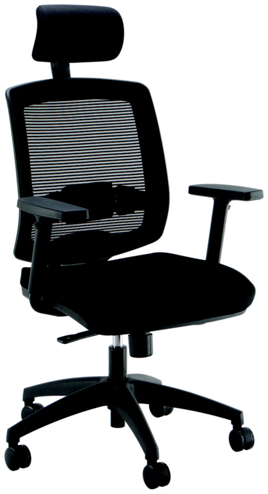 Fauteuil de bureau Malice Maille Tissu Noir Hauteur rglable - Accoudoirs Dossier Appui-tte Roulette
