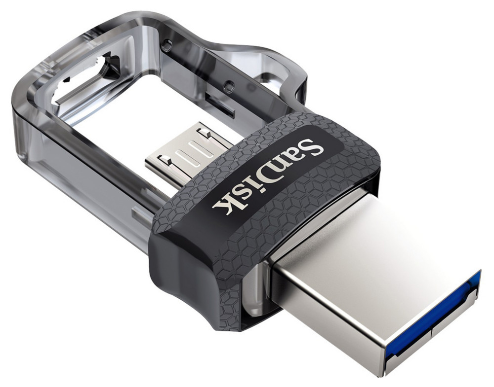 SanDisk Cl USB 3.0 Ultra Dual avec double connectique Micro USB - 32 Go - Argent/Noir -Pack promo : Lot de 2 cls + 1 OFFERTE