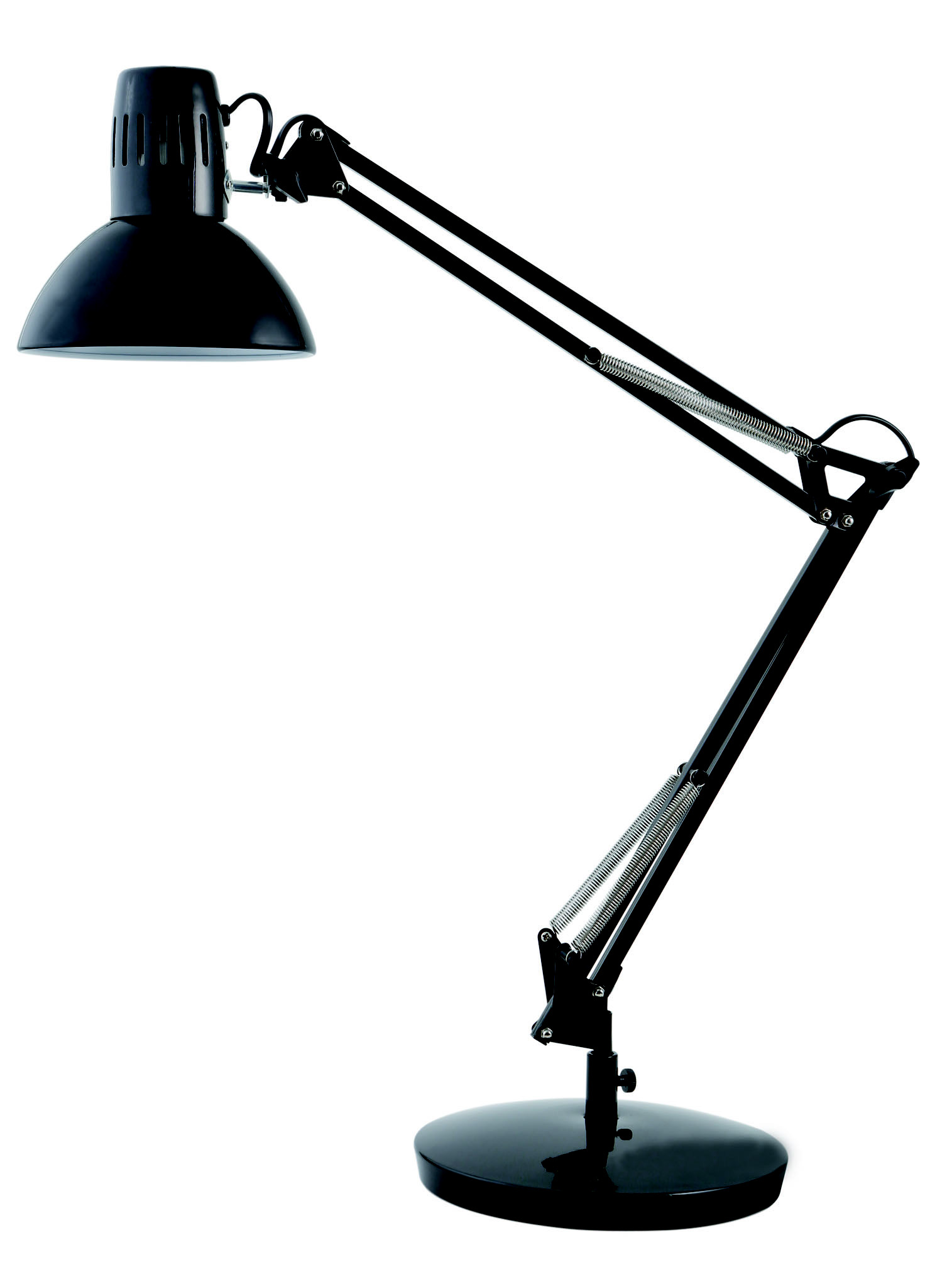 Alba Lampe de bureau Architecte - Ampoule Led E27 - 20W - Double bras articulé - Tête orientable - Noir