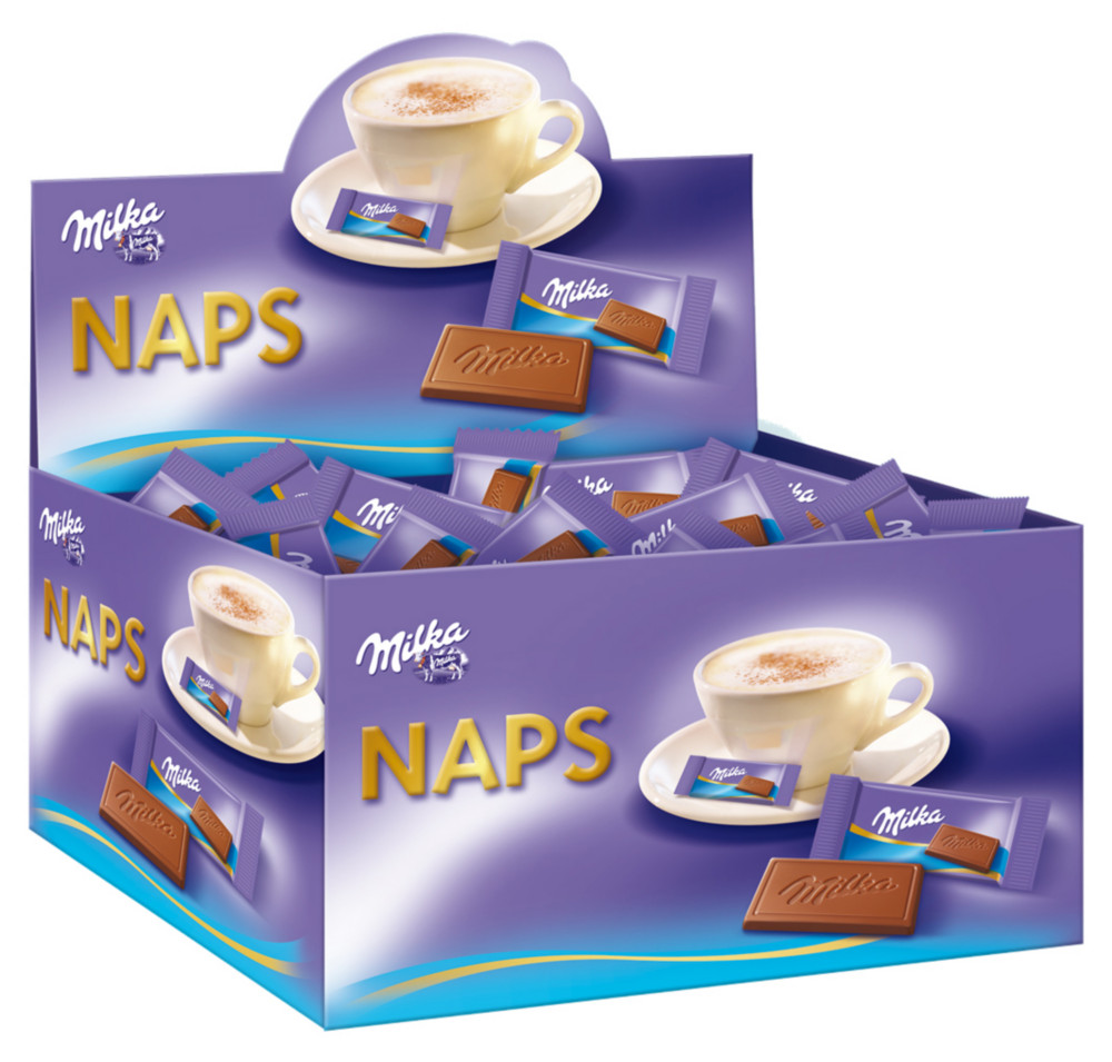Milka Napolitains Naps, mini-tablette de chocolat - Bote de 355