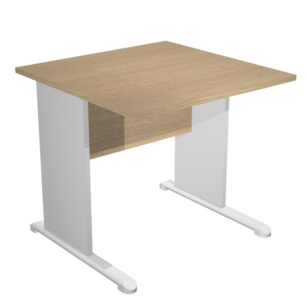 Bureau droit Pronto Bois - L.80 x P.80 cm - Plateau Chne - Pieds L Aluminium