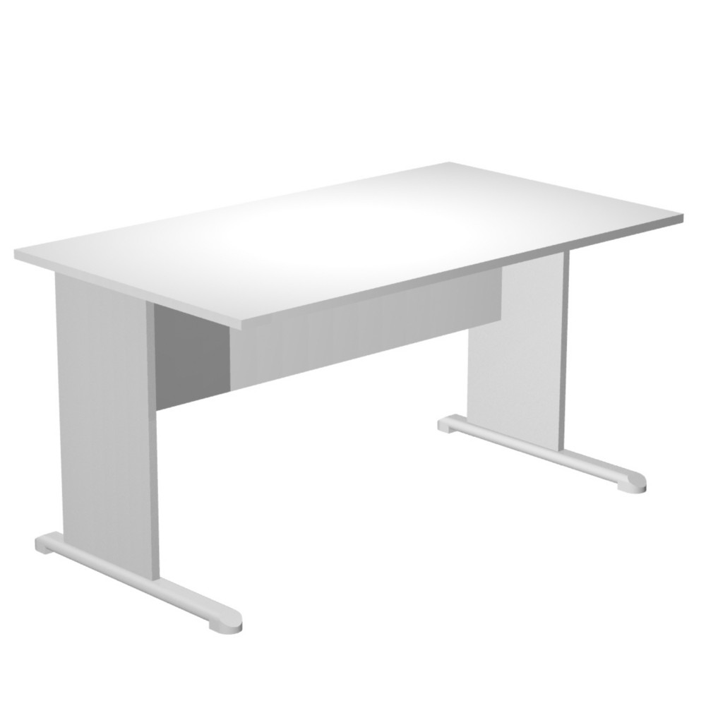 Bureau droit Pronto Bois - L.160 x P.80 cm - Plateau Blanc - Pieds L Aluminium