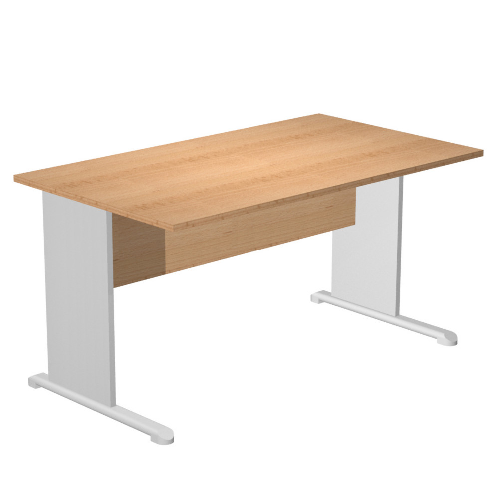 Bureau droit Pronto Bois - L.160 x P.80 cm - Plateau Htre - Pieds L Aluminium