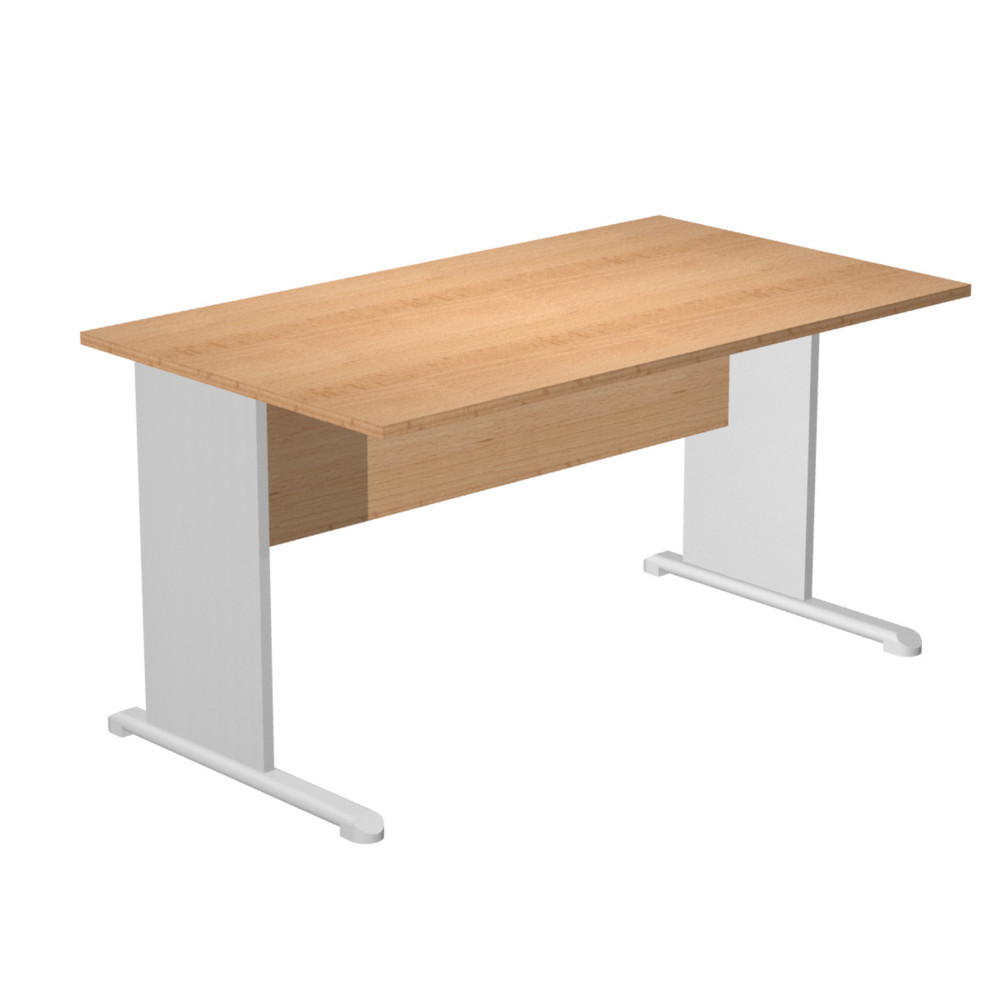 Bureau droit Pronto Bois - L.140 x P.80 cm - Plateau Htre - Pieds L Aluminium