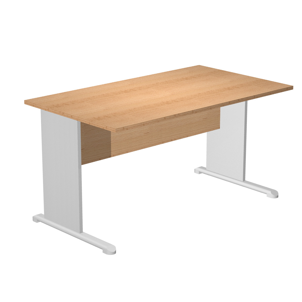 Bureau droit Pronto Bois - L.140 x P.80 cm - Plateau Hêtre - Pieds L Aluminium