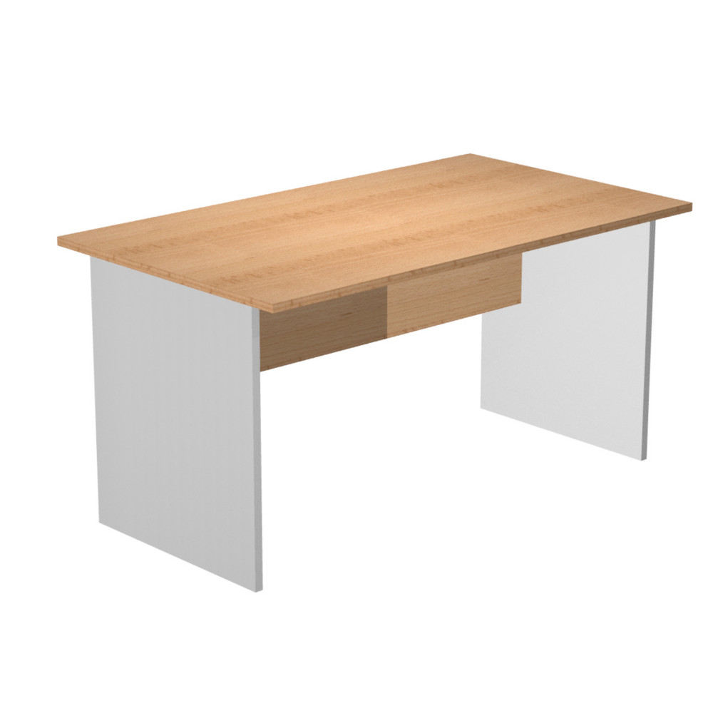 Bureau droit Pronto Bois - L.140 x P.80 cm - Plateau Htre - Pieds panneaux Aluminium