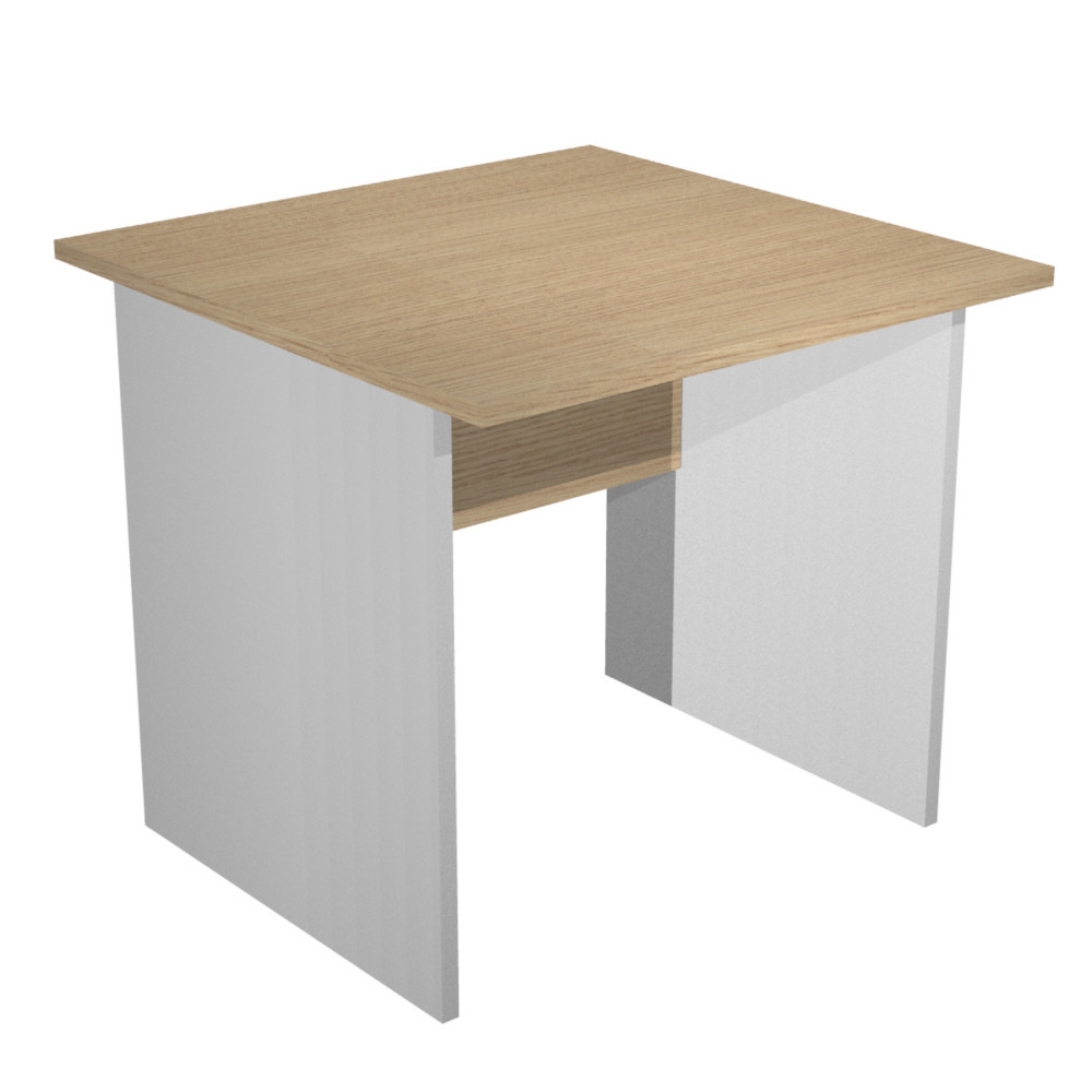 Bureau droit Pronto Bois - L.80 x P.80 cm - Plateau Chne - Pieds panneaux Aluminium