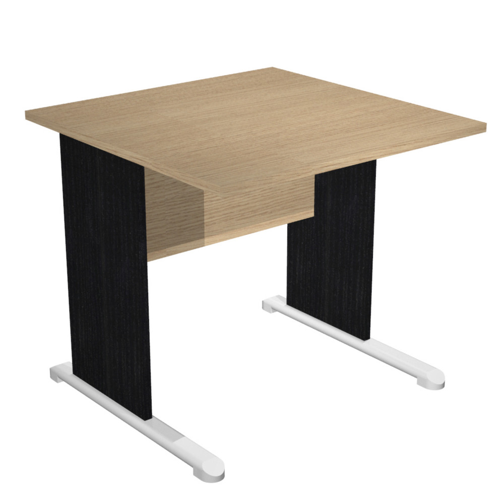Bureau droit Pronto Bois - L.80 x P.80 cm - Plateau Chne - Pieds L Noir