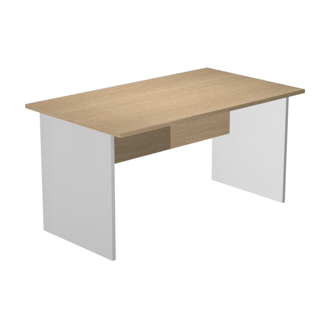 Bureau droit Pronto Bois - L.160 x P.80 cm - Plateau Chne - Pieds panneaux Aluminium