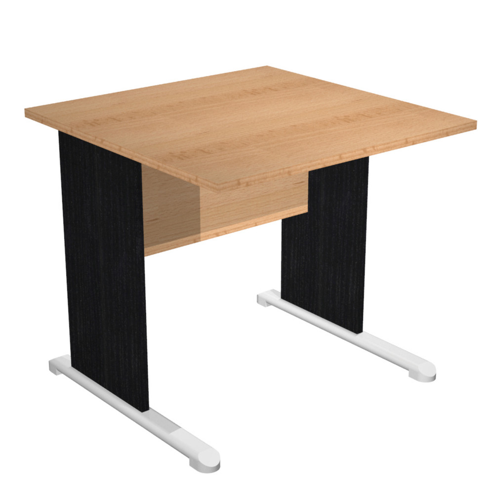 Bureau droit Pronto Bois - L.80 x P.80 cm - Plateau Htre - Pieds L Noir