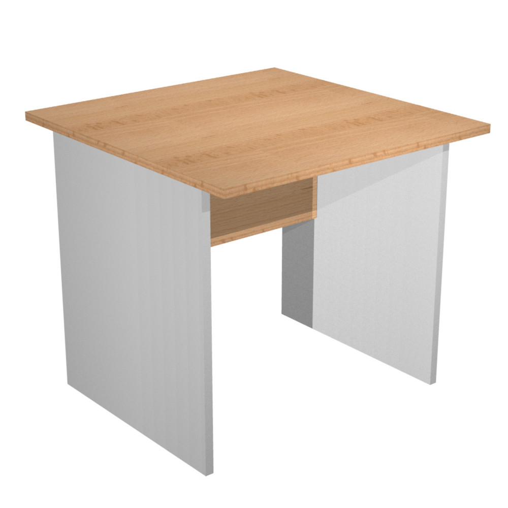 Bureau droit Pronto Bois - L.80 x P.80 cm - Plateau Htre - Pieds panneaux Aluminium