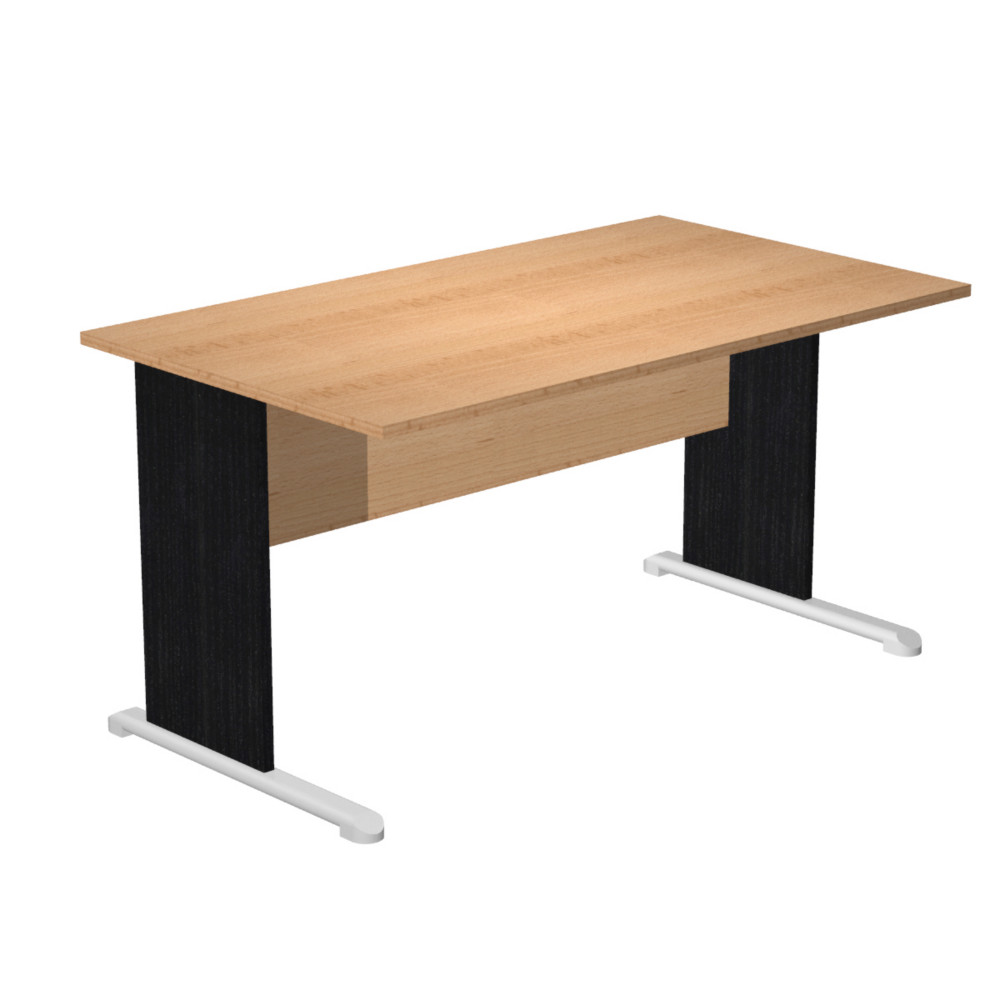 Bureau droit Pronto Bois - L.140 x P.80 cm - Plateau Htre - Pieds L Noir