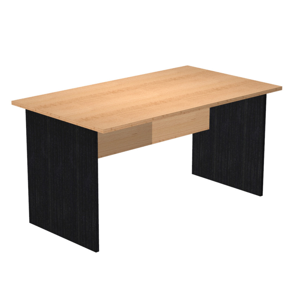 Bureau droit Pronto Bois - L.140 x P.80 cm - Plateau Htre - Pieds panneaux Noir