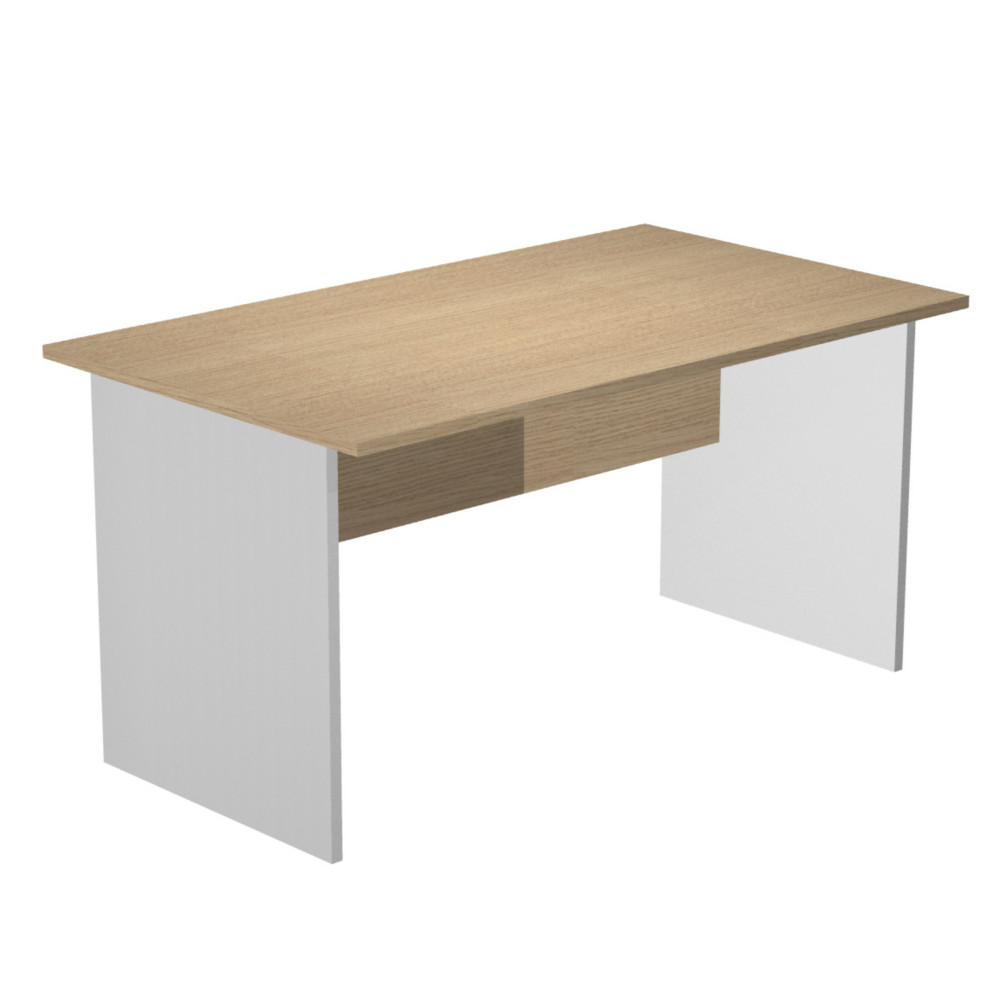 Bureau droit Pronto Bois - L.140 x P.80 cm - Plateau Chne - Pieds panneaux Aluminium