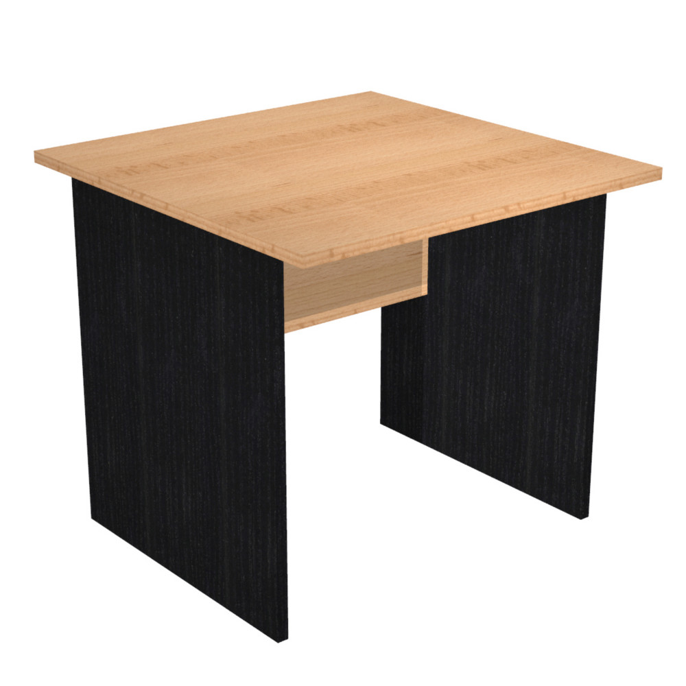 Bureau droit Pronto Bois - L.80 x P.80 cm - Plateau Htre - Pieds panneaux Noir