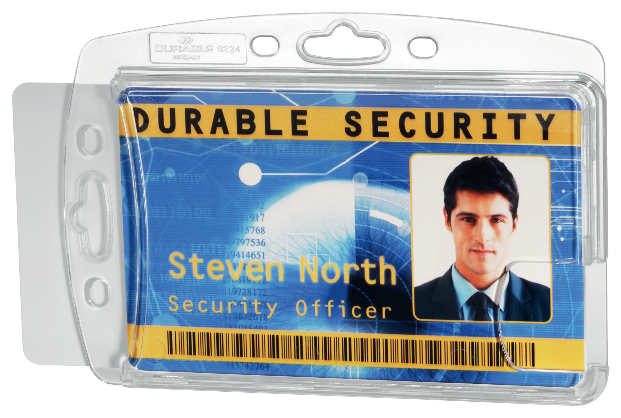 DURABLE Porte-badge de sécurité fermé avec encoche - Pour 2 cartes 54 x 85 mm - Transparent - Boîte de 10