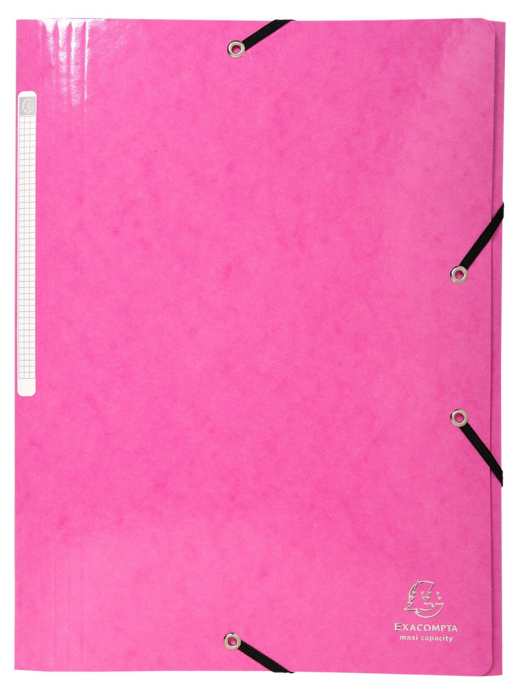 Exacompta Chemise  3 rabats et  lastiques A4 Iderama, 300 feuilles, 240 x 320 mm, carte avec polypropylne, Rose
