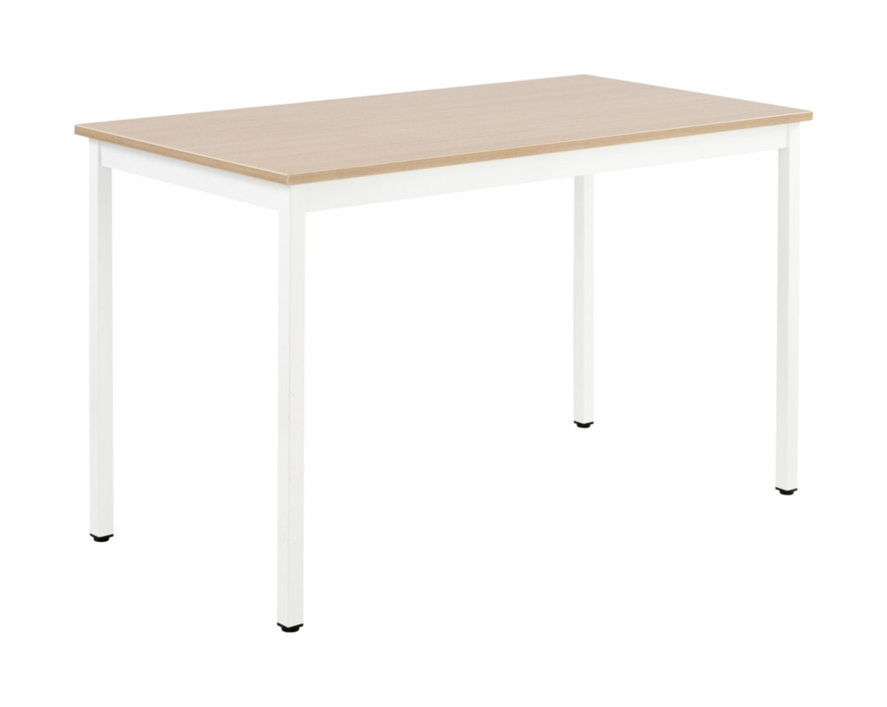 Table Budget rectangle - L. 120 x P. 60 cm - Plateau Chne - Pieds Blanc