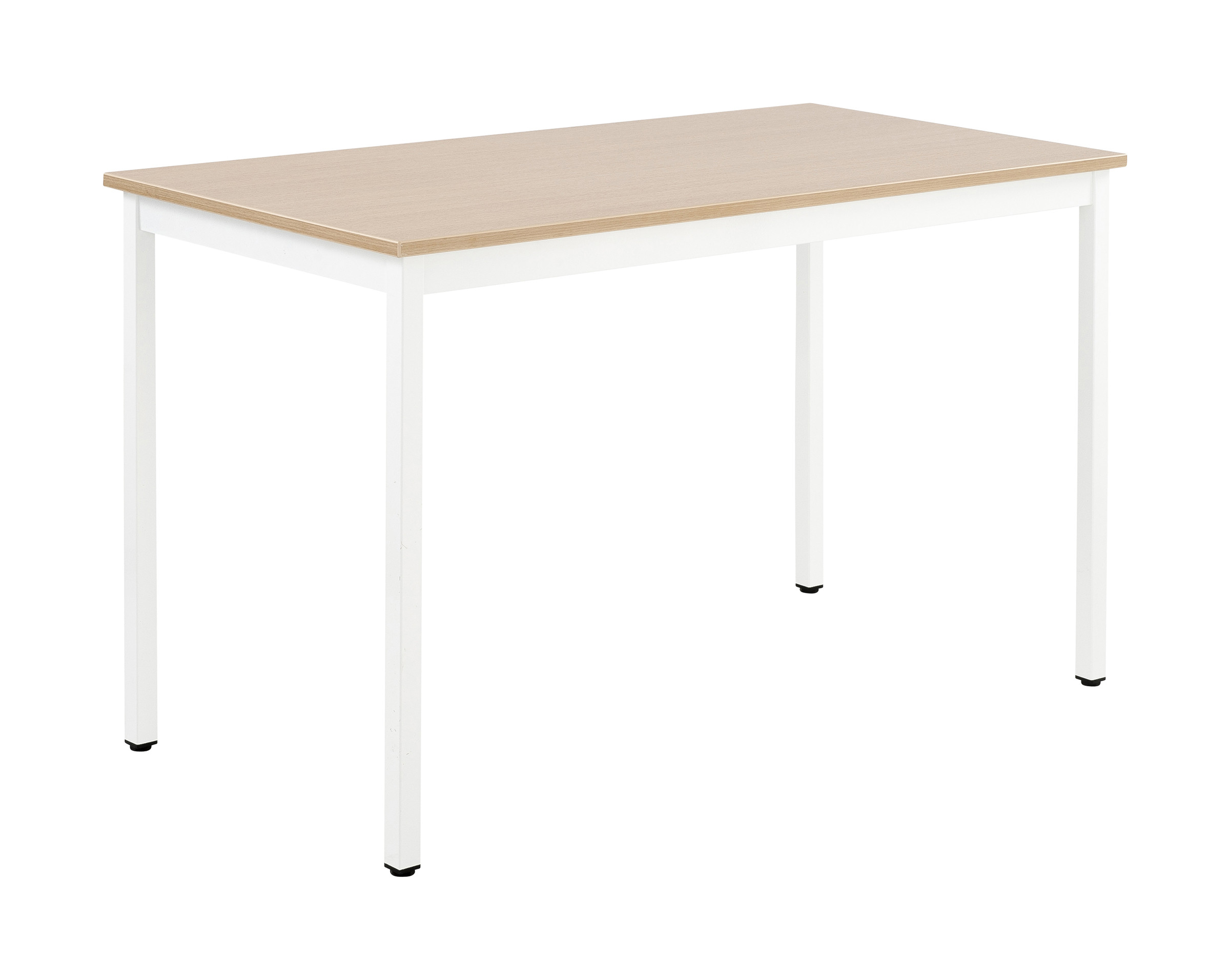 Table Budget rectangle - L. 120 x P. 60 cm - Plateau Chêne - Pieds Blanc