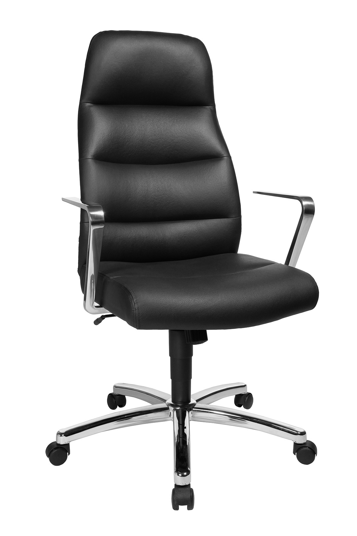Fauteuil de direction Clarens Cuir véritable Noir Hauteur réglable - Accoudoirs Dossier Roulettes