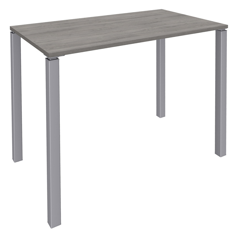 Table Lounge L.140 x P.60 x H.105 cm - Plateau Chne Gris - Pieds Aluminium