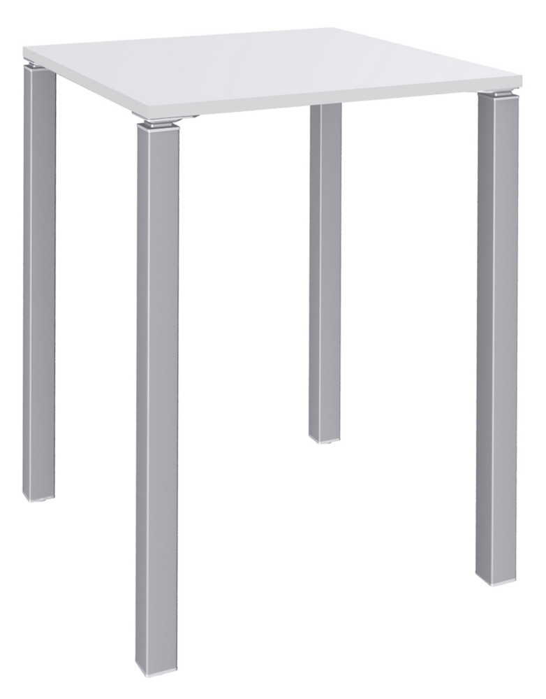 Table Lounge L.80 x P.80 x.H.105 cm - Plateau Blanc - Pieds Aluminium