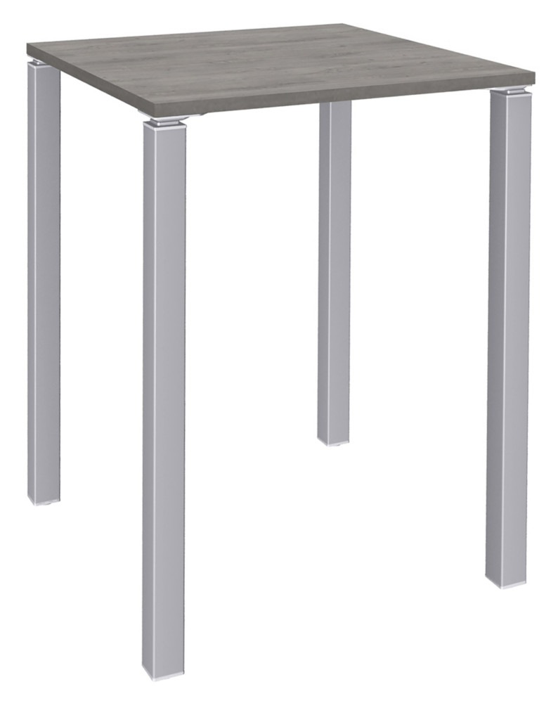 Table Lounge L.80 x P.80 x.H.105 cm - Plateau Chne Gris - Pieds Aluminium
