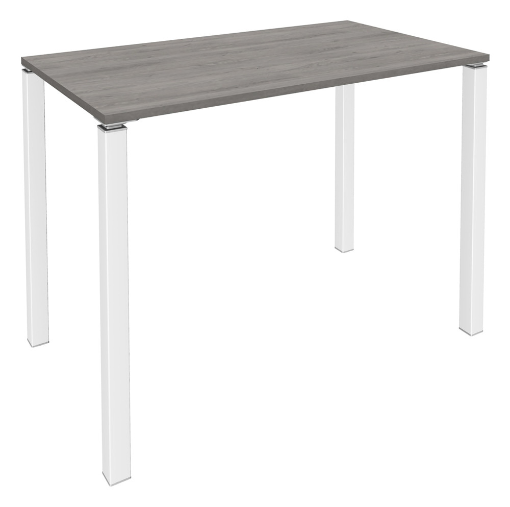 Table Lounge L.140 x P.60 x H.105 cm - Plateau Chne Gris - Pieds Blanc