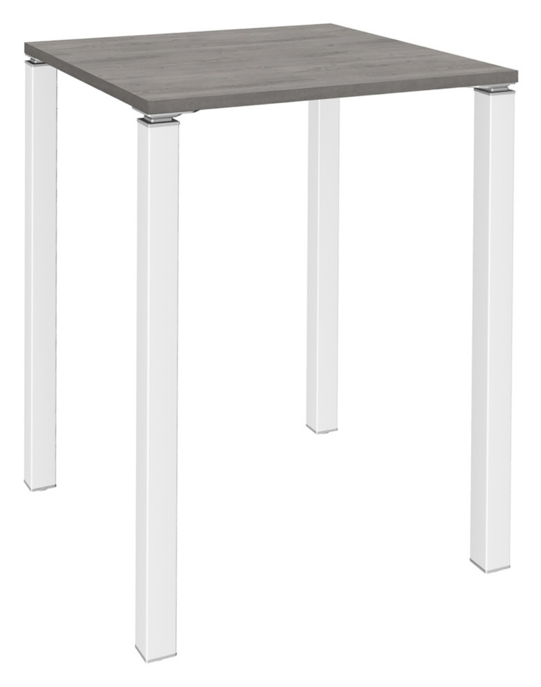 Table Lounge L.80 x P.80 x.H.105 cm - Plateau Chne Gris - Pieds Blanc